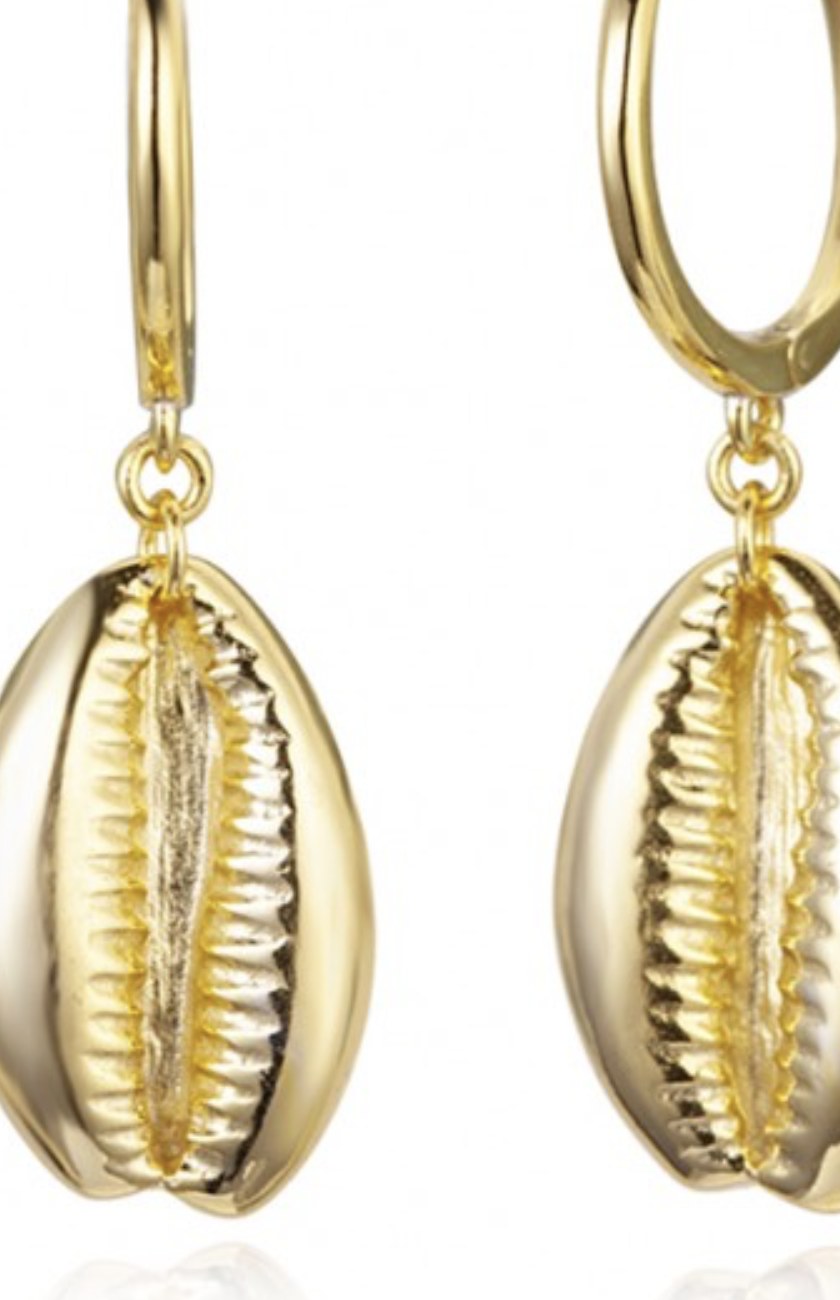 Cowry Earrings — Gold, alternate view